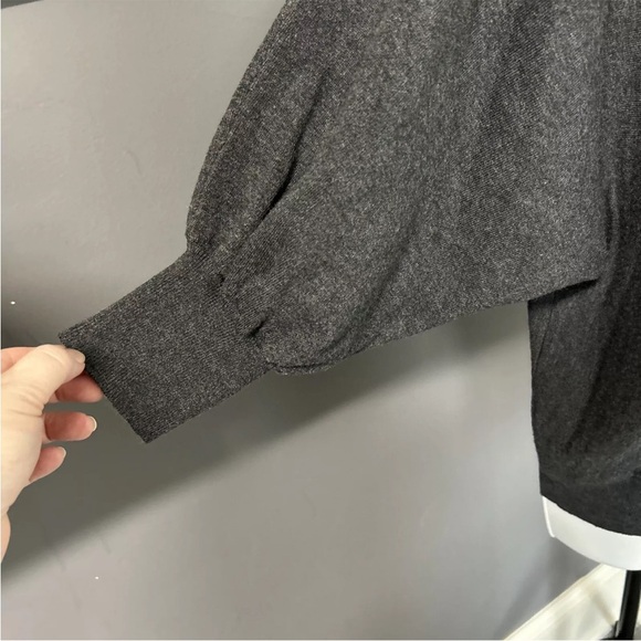 Cable‎ & Gauge Women’s Large Gray Top Pullover Ruched Dolman Sleeve Cropped - Picture 3 of 10